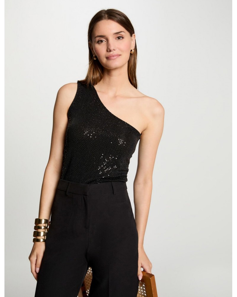 TOP ASIMETRICO NEGRO MORGAN BSHOK MORGAN ROPA MUJER TOP ASIMETRICO NEGRO MORGAN BSHOK MORGAN ROPA MUJER