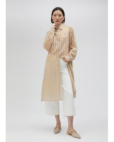 CAMISA LARGA RAYAS BEIGE LOLA CASADEMUNT LS2515045 LOLA CASADEMUNT