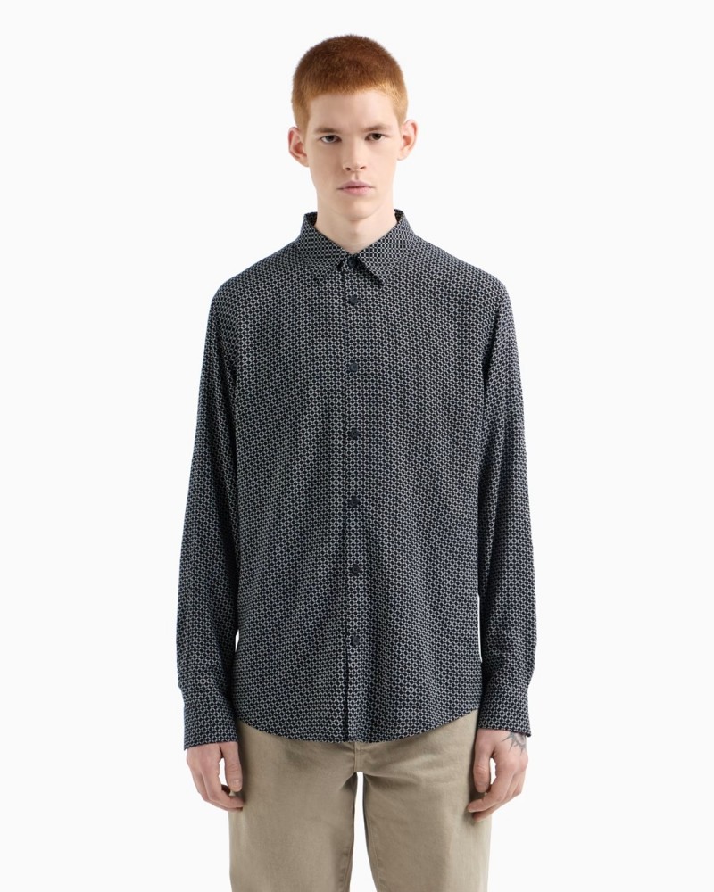 CAMISA MICROESTAMPADO AZUL ARMANI EXCHANGE XM000668 AF10253 ARMANI EXCHANGE CAMISA MICROESTAMPADO AZUL ARMANI EXCHANGE XM000668 AF10253 ARMANI EXCHANGE