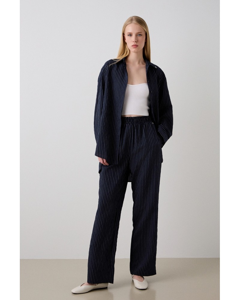 PANTALON LINO AZUL MARINO RAYAS BSB 212027 BSB PANTALON LINO AZUL MARINO RAYAS BSB 212027 BSB