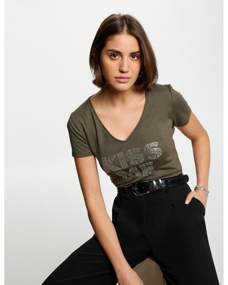 CAMISETA VERDE CAQUI KISS ME MORGAN DE TOI MORGAN ROPA MUJER CAMISETA VERDE CAQUI KISS ME MORGAN DE TOI MORGAN ROPA MUJER