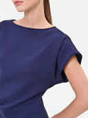 CAMISETA AZUL MARINO CON DRAPEADO ASIMETRICO RINASCIMIENTO