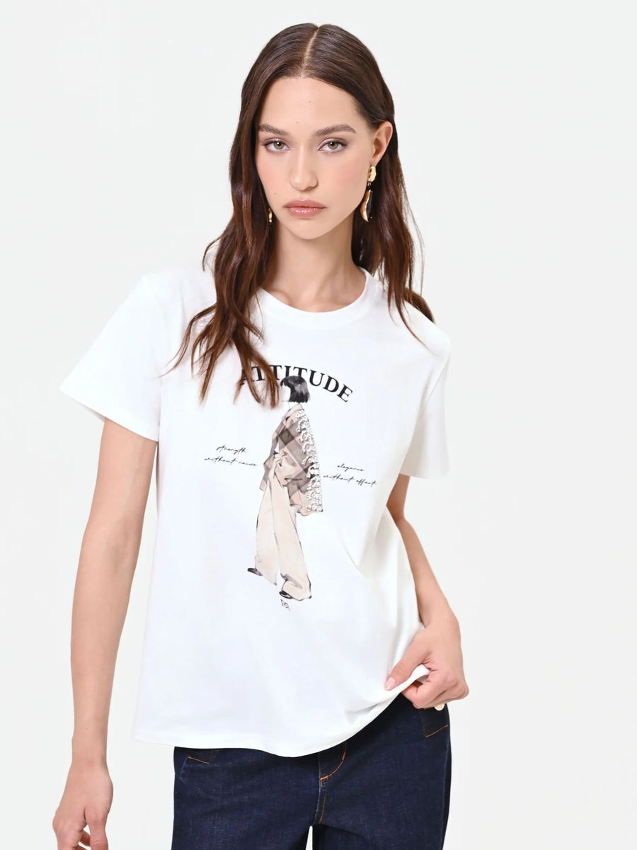CAMISETA BLANCA CON ESTAMPADO "ATTITUDE"