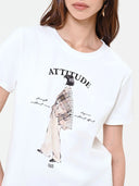 CAMISETA BLANCA CON ESTAMPADO "ATTITUDE"