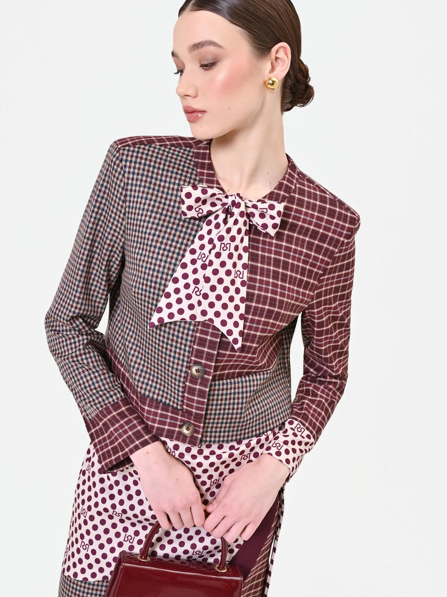 CHAQUETA BURDEOS DISEÑO PATCHWORK RINASCIMIENTO