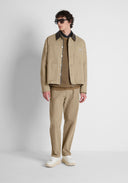 CAZADORA BEIGE EN SARGA DE ALGODON CON CUELLO EN PIEL SINTETICA Y LOGO EN CHAPA METALICA ANTONY MORATO