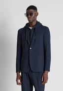 CHAQUETA " RILEY" AZUL MARINO REGULAR FIT EN PUNTO CON CAPUCHA DESMONTABLE ANTONY MORATO