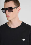 CAMISETA NEGRA REGULAR FIT CON PLACA ANTONY MORATO