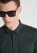 CAMISA VERDE SLIM FIT EN ALGODOR MERCERIZADO ANTONY MORATO