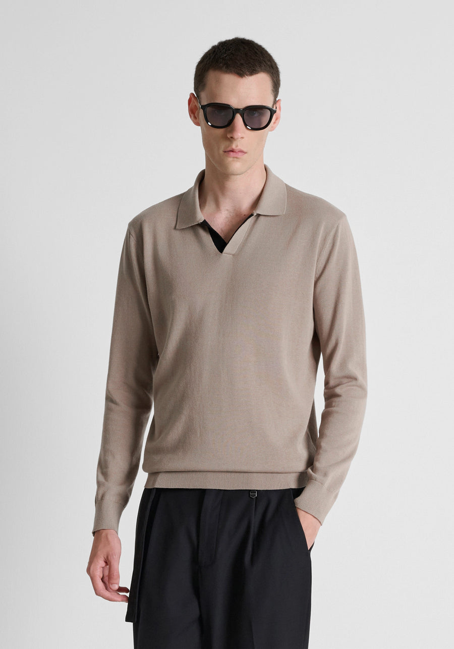POLO DE PUNTO BEIGE REGULAR FIT MANGA LARGA ANTONY MORATO