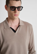 POLO DE PUNTO BEIGE REGULAR FIT MANGA LARGA ANTONY MORATO