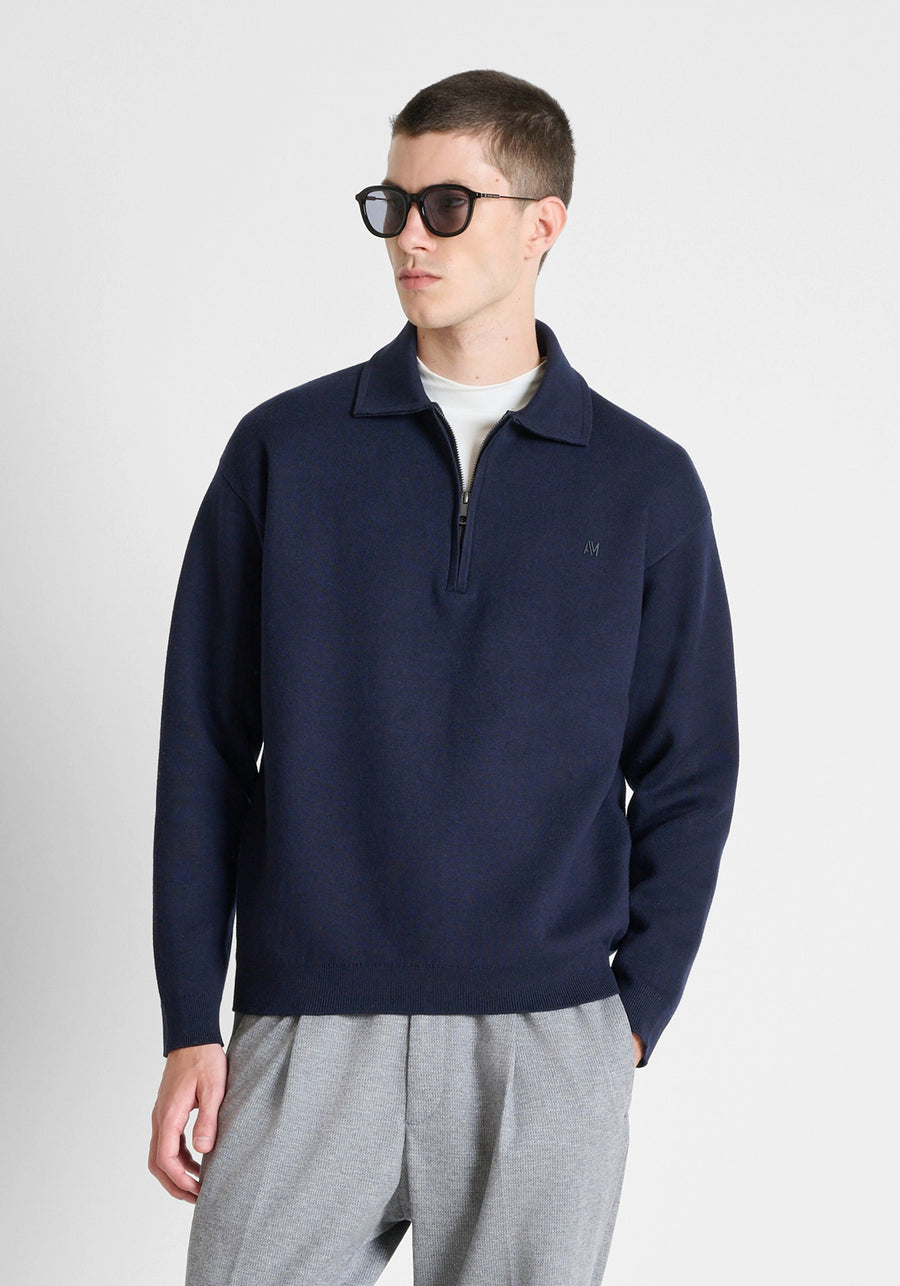 POLO PUNTO AZUL MARINO RELAXED FIT CON CREMALLERA ANTONY MORATO