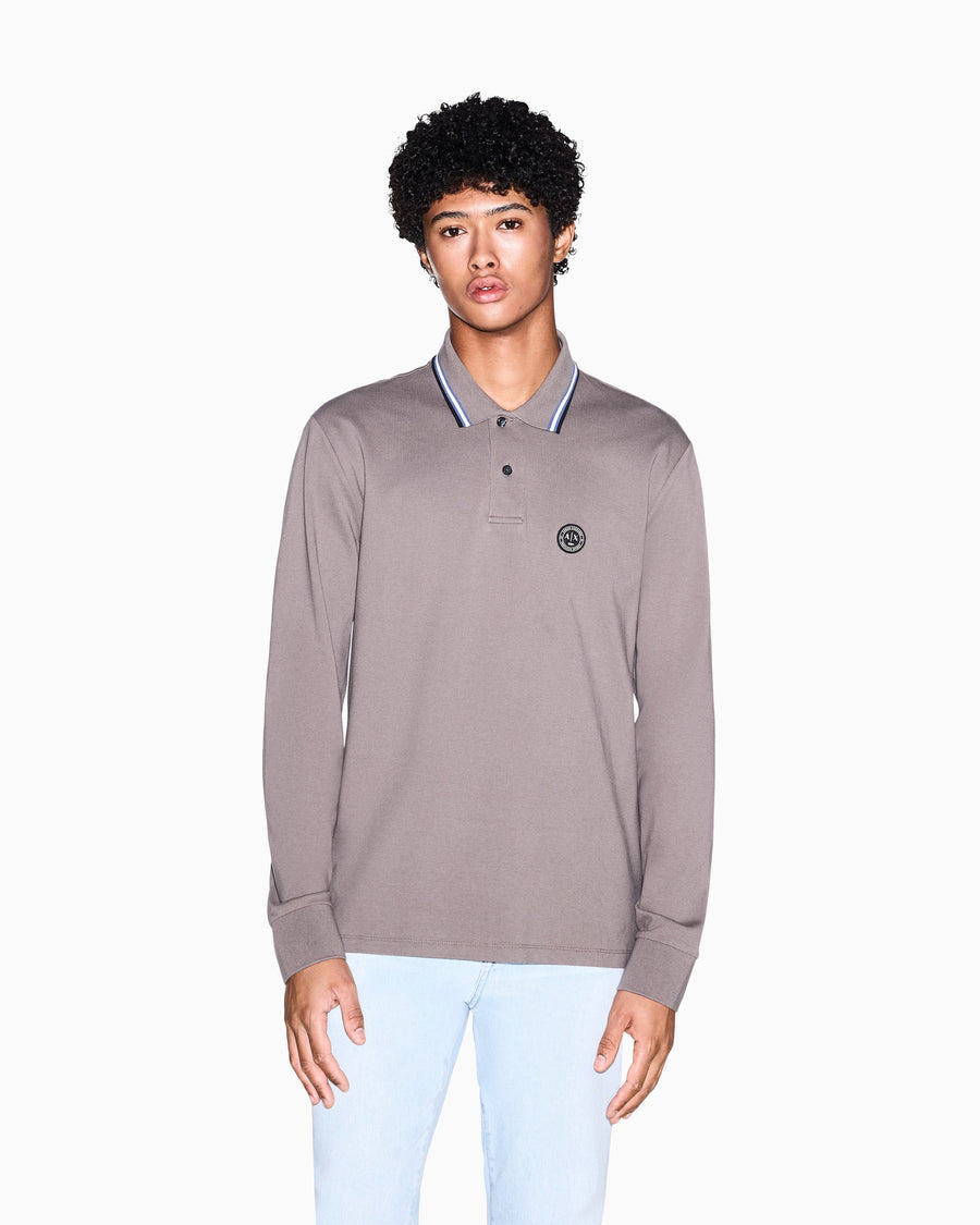 POLO MARRON MANGA LARGA EN PIQUE ARMANI EXCHANGE