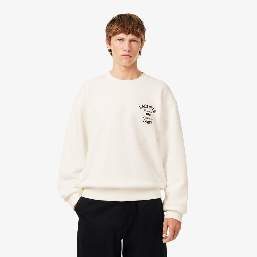 SUDADERA CRUDA CUELLO REDONDO FELPA CON BORDADO LACOSTE