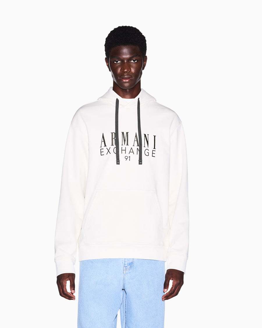 SUDADERA BLANCA CON CAPUCHA LOGO ARMANI EXCHANGE