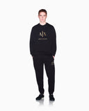 SUDADERA NEGRA CUELLO REDONDO CON LOGO ORO ARMANI EXCHANGE