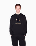 SUDADERA NEGRA CUELLO REDONDO CON LOGO ORO ARMANI EXCHANGE