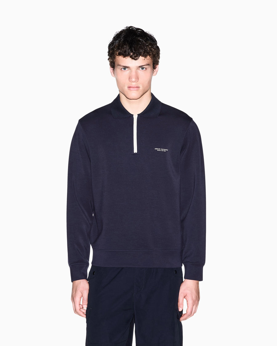 SUDADERA AZUL MARINO CUELLO POLO EN TEJIDO MODAL ARMANI EXCHANGE