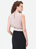 TOP BEIGE CON LAZO EN RASO RINASCIMIENTO