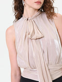 TOP BEIGE CON LAZO EN RASO RINASCIMIENTO