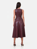 VESTIDO MIDI BURDEOS EN PIEL SINTETICA RINASCIMIENTO