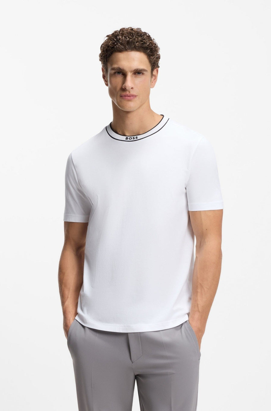 CAMISETA LOGO CUELLO BLANCA HUGO BOSS 50554862