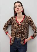 CARDIGAN ANIMAL PRINT CON RIBETES ROJOS LOLA CASADEMUNT LS2611021