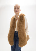 CHALECO CAMEL ACOLCHADO CON PELO BY MAITE CASADEMUNT