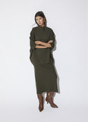 FALDA VERDE KAKI PUNTO JACQUARD LEOPARDO LOLA CASADEMUNT