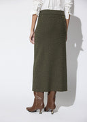 FALDA VERDE KAKI PUNTO JACQUARD LEOPARDO LOLA CASADEMUNT