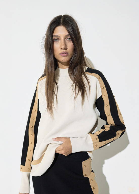 JERSEY CRUDO TRICOLOR CON TACHAS LOLA CASADEMUNT