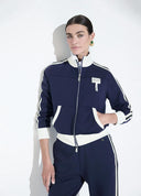 SUDADERA AZUL CON STRASS Y PERLAS EN ESPALDA LOLA CASADEMUNT