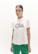 CAMISETA BLANCA DETALLE TEJIDO Y CRISTALES LOLA CASADEMUNT
