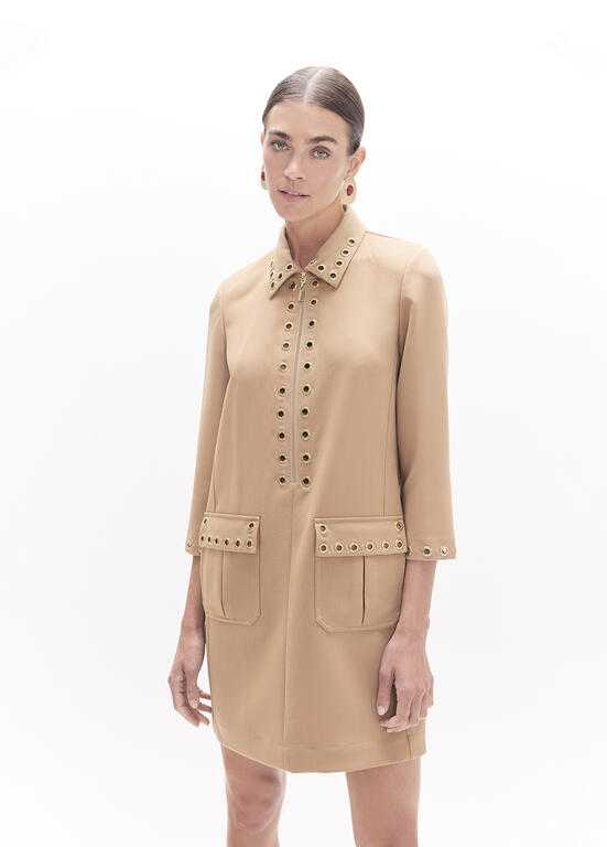 VESTIDO CAMEL CORTO EYELETS LOLA CASADEMUNT