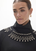 VESTIDO NEGRO NEOPRENO CON PEDRERIA LOLA CASADEMUNT