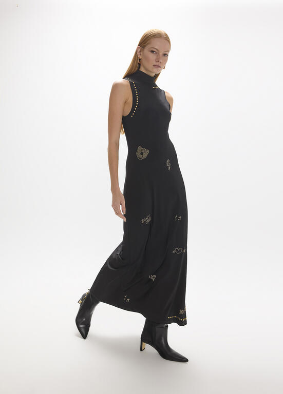 VESTIDO NEGRO CON DETALLES STRASS LOLA CASADEMUNT