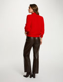 PANTALON BOOTCUT DE CUERO SINTETICO MARRON MORGAN