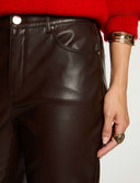 PANTALON BOOTCUT DE CUERO SINTETICO MARRON MORGAN