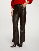 PANTALON BOOTCUT DE CUERO SINTETICO MARRON MORGAN