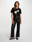 PANTALON BOOTCUT DE CUERO SINTETICO NEGRO MORGAN