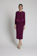 VESTIDO MIDI DETALLE LAZO BURDEOS MOSKADA 7106 MOSKADA