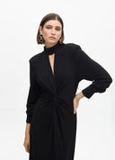 VESTIDO LARGO DETALLE CUELLO NEGRO LOLA CASADEMUNT LF2516015 LOLA CASADEMUNT