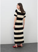VESTIDO TRICOT RAYAS BICOLOR NEGRO ORO LOLA CASADEMUNT LS2616156