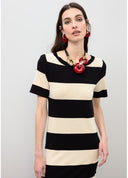 VESTIDO TRICOT RAYAS BICOLOR NEGRO ORO LOLA CASADEMUNT LS2616156