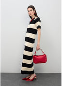 VESTIDO TRICOT RAYAS BICOLOR NEGRO ORO LOLA CASADEMUNT LS2616156