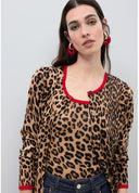CARDIGAN ANIMAL PRINT CON RIBETES ROJOS LOLA CASADEMUNT LS2611021