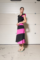 VESTIDO MIDI RAYAS CRUDO-NEGRO MOSKADA 8114