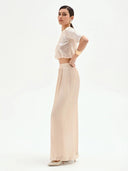 PANTALON PALAZZO BEIG SATEN RINASCIMIENTO CFC002079002