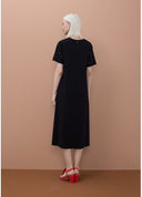 VESTIDO MANGA CORTA CON TACHAS NEGRO LOLA CASADEMUNT MS2616036