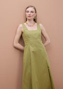 VESTIDO POPELIN TIRANTES VERDE LOLA CASADEMUNT MS2616033